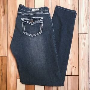 KABA DARK WASH JEANS WITH WHITE STITCHING SIZE 11